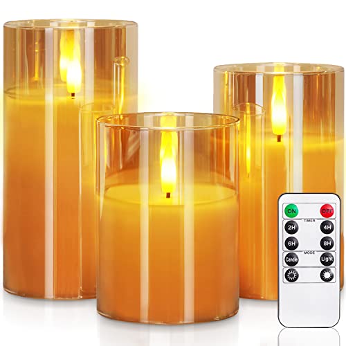 Amber Glass Flameless Candles
