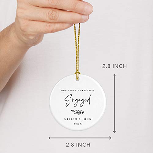 Personalized Wedding Engagement Round Ceramic Porcelain Christmas Ornament Engagement Keepsake Collectible Gift