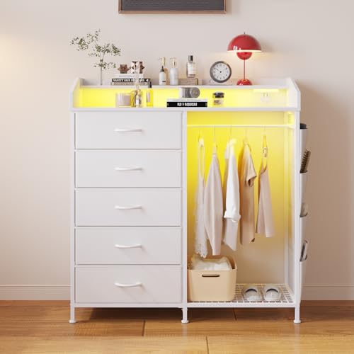 Dresser with Hanging Rack