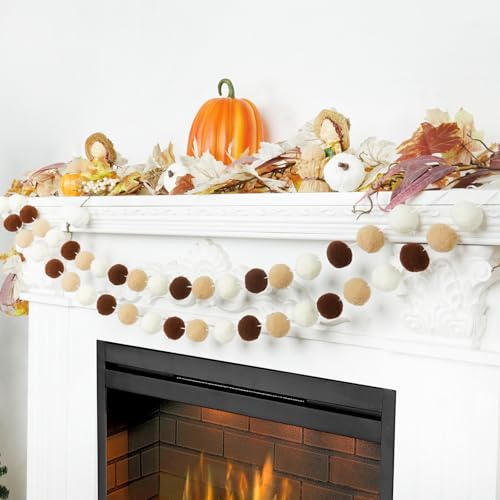 3pk Pom Pom Garland 20FT Colorful Large Felt Ball Garland for Mantle (60 Foot)
