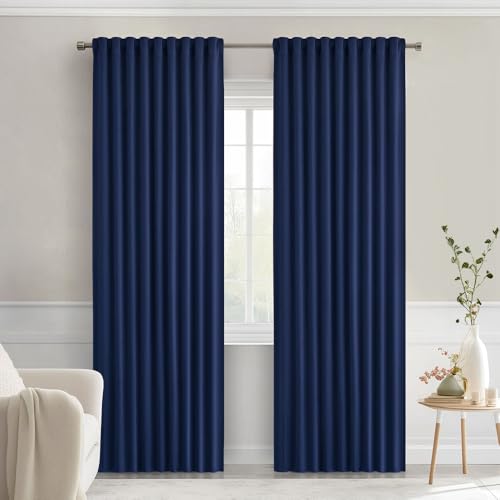 Navy Blue Back Tab Blackout Curtains 52x72 Inches Long 2 Panels Set (2 Count)