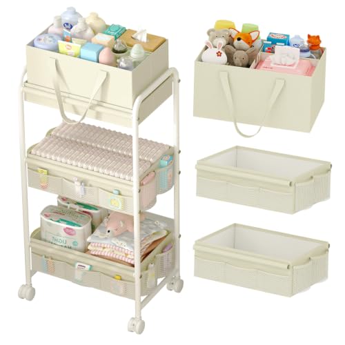 2 in 1 Baby Diaper Organizer with Diaper Caddy Basket