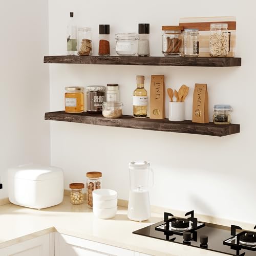 Wood Floating Shelves Live Edge 36” Set of 2 (2 Count)