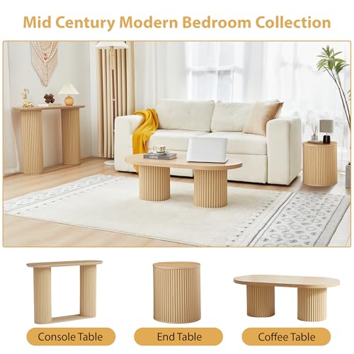 Small Round Side Table Fluted Night Stand Set of 2 (2 Count)