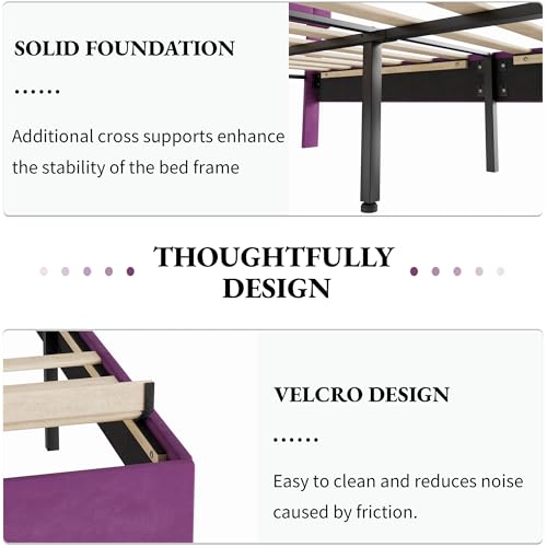 Twin Size Bed Frame with Diamond Tufted Headboard