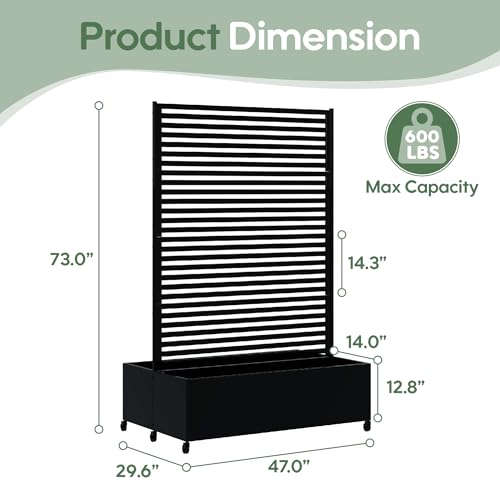 Double Metal Planter Box with Trellis Privacy Screen