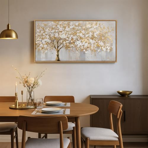 Large Framed Gold Tree Wall Art for Living Room