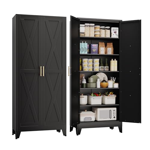 75.2" Tall Metal Kitchen Pantry Storage Cabinet