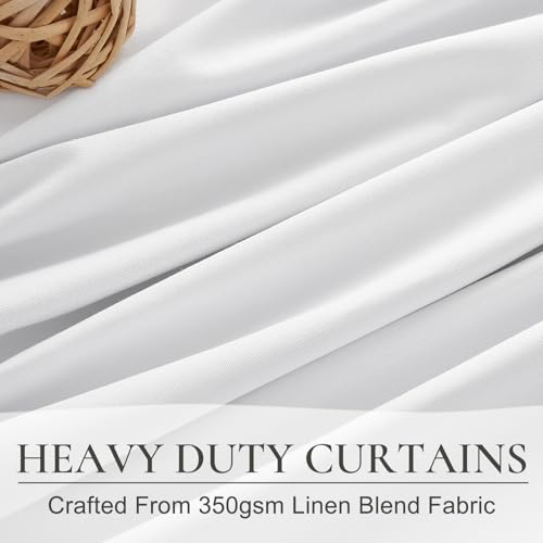 Pinch Pleated Bright White Blackout Curtains 105 Inches Long for Bedroom 2 Panels Set (2 Count)