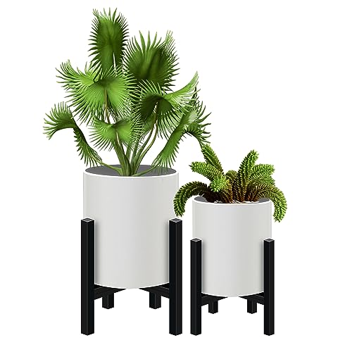 12 inch & 10 inch Plant Pot with Stands Set of 2 with Drainage Plug (2 Count)