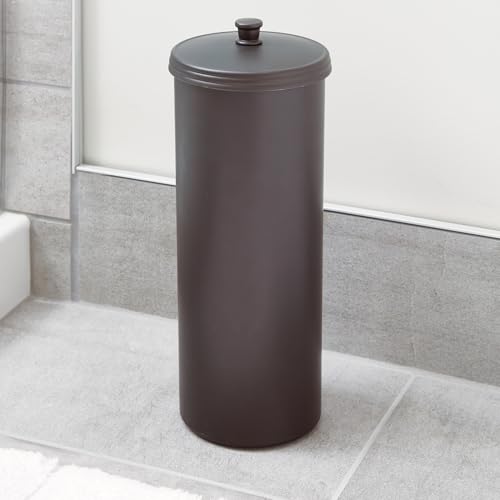 Freestanding Bathroom Toilet Paper Storage Holder with Lid Bronze