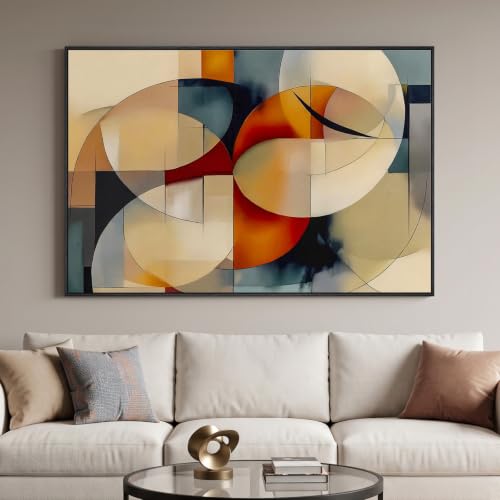 Extra Large Framed Geometric Abstract Wall Art for Living Room