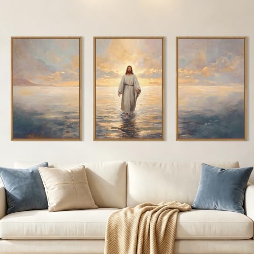 Large Jesus Christian Framed Canvas Wall Art Set