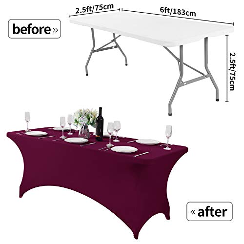 Spandex Table Cover for 6Ft or 4fT or 8ft Table Universal Fitted Stretch Tablecloth for Party