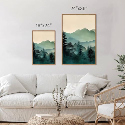 Large Boho Mountain Framed Canvas Wall Art Set (3 Count)