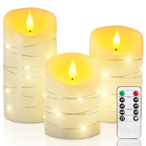 Flameless Candles with String Lights (3 count)