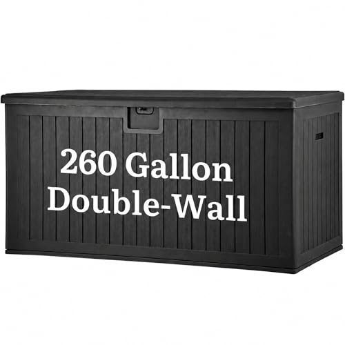 260 Gallon Large Deck Box with Divider & Side Handles