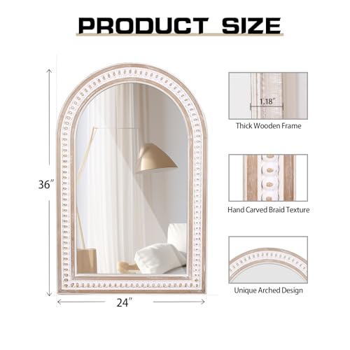 36x24 Inch Arched Wall Mirror