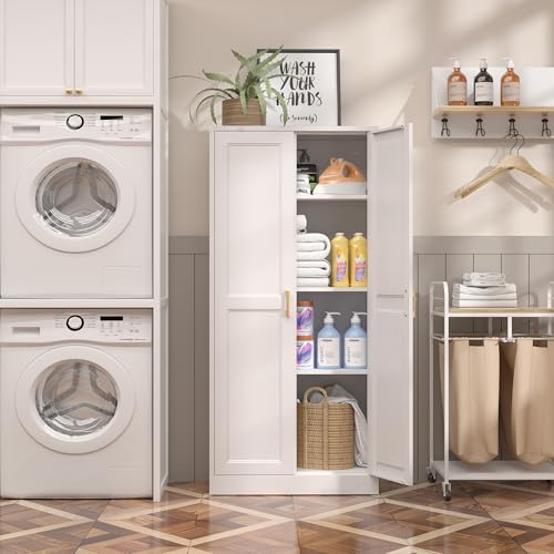 60"Metal Pantry Storage Cabinet with Doors & 3 Adjustable Shelves
