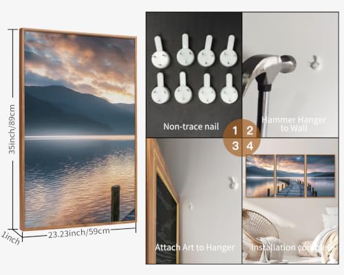 Sunset Lake Framed Canvas Wall Art Set
