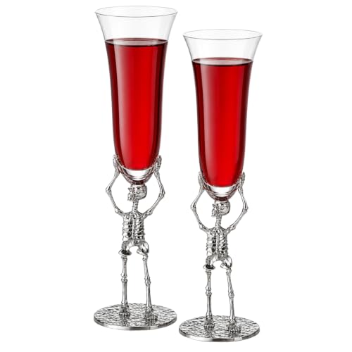 Stemmed Skeleton Champagne Flute Glasses Set of 2 (2 Count)