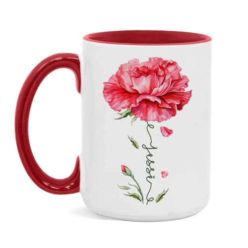 Personalized Floral Carnation Mug