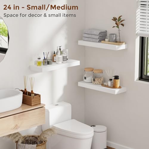 51 Inch Floating Shelves for Wall 8 Inch Deep White Shelves Set of 2