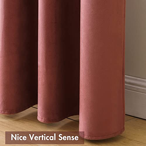 Dusty Rose Pink Velvet Room Darkening Curtains for Bedroom W52 x L96 (2 Count)