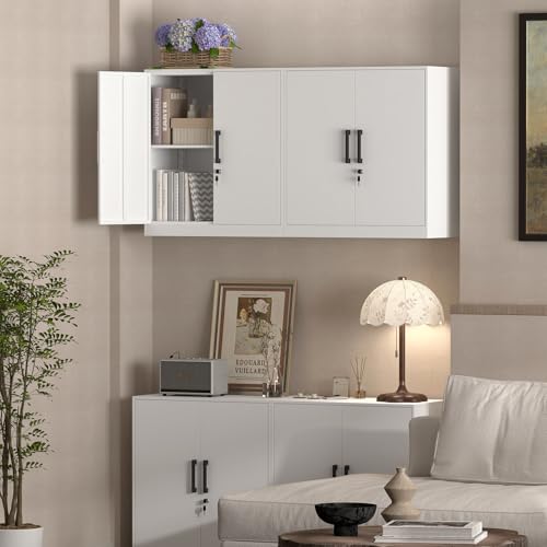 Wall Cabinet Lockable Storage Cabinets with Adjustable Shelf
