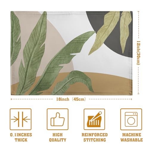 Tropical Palm Leaf Linen Placemats Set of 4 Summer Green Banana Leaves Themed Kitchen Place Mats Washable Non (4 Count)