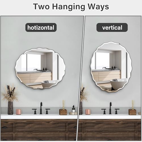 24x30 Inch Frameless Oval Wall Mirror for Bathroom Sink