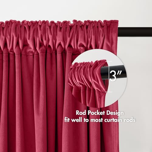 Berry Blackout Velvet Curtains Drapes 96 Inch Long 52"x96" Bedroom (2 Count)