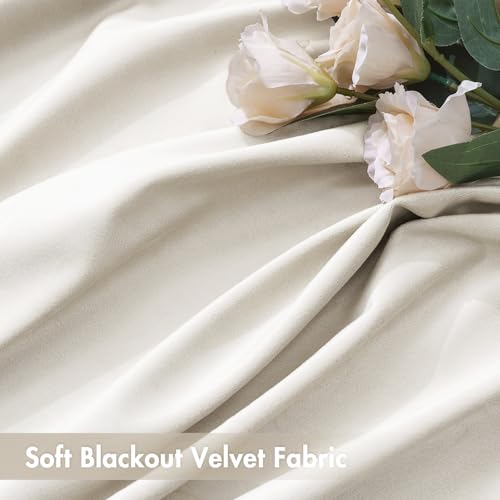Ivory Blackout Velvet Curtains Drapes 84 Inch Long 52"x84" Bedroom (2 Count)