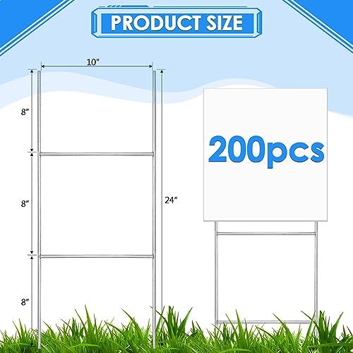 200 Pcs Yard Sign Stakes 24'' x 10'' H Frame Wire (200 Count)
