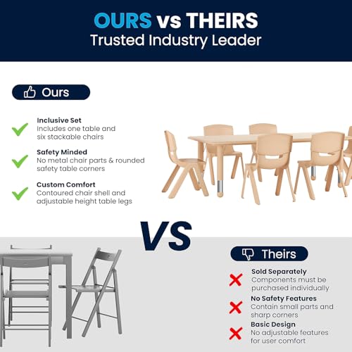 Kids 47.25x23.6 in Activity Table with 6 Chairs
