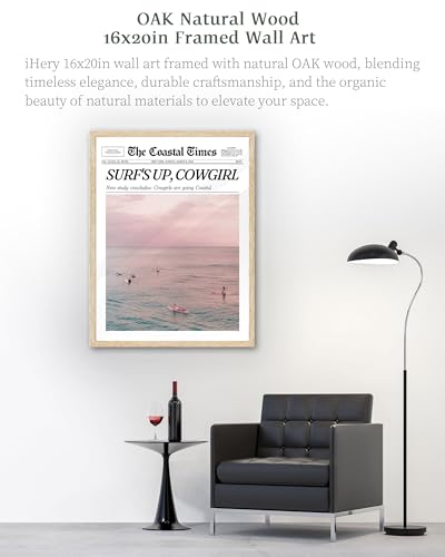 16x20in Surf’s Up Cowgirl Framed Newspaper Wall Art