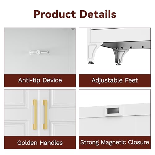 71" Tall Wardrobe Closet with Doors and Adjustable Shelves