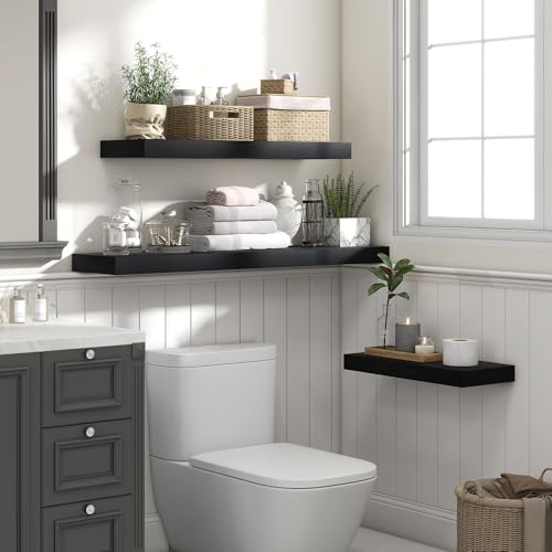 Floating Shelves 39.4" W x 10.3" D Black Set of 2 (2 Count)