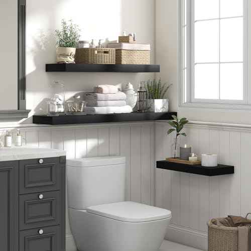Floating Shelves 47.2" W x 10.3" D Black Set of 1