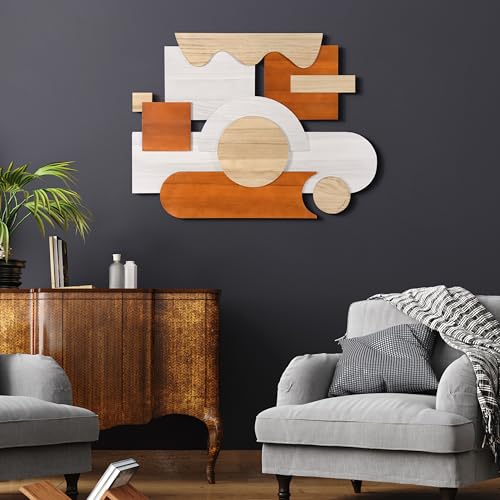 Cinnamon Dreamscape II" Handmade Dimensional Solid Paulownia Wood Abstracts Wall Art (23 Count)