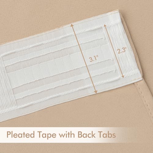 Beige Back Tab Blackout Curtains 52x54 Inch Length 2 Panels Set (2 Count)