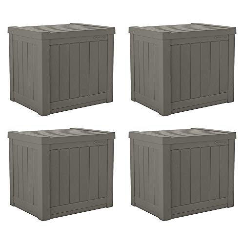 SS500ST 22 Gallon Small Resin Outdoor Patio Storage Deck Box (4 Count)