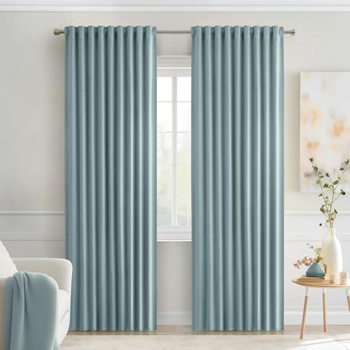 Slate Blue Back Tab Blackout Curtains 52x72 Inches Long 2 Panels Set (2 Count)