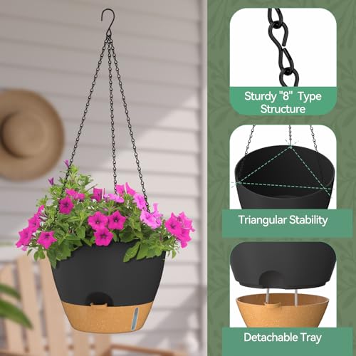 12 Inch Hanging Planters for Indoor Outdoor Plants (2 Count)