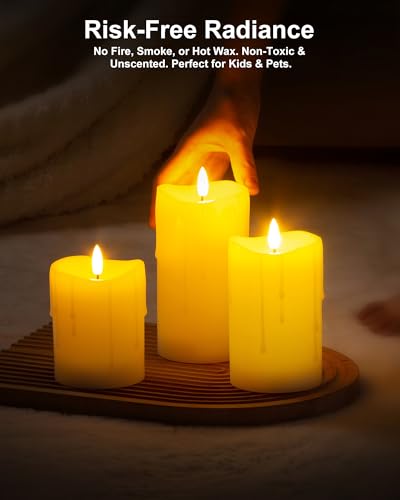 White Real Wax Made Wax Drip LED Flameless Battery (3 Count)