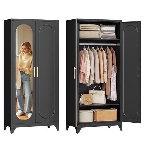 71" Tall Armoire Wardrobe Closet with Mirror