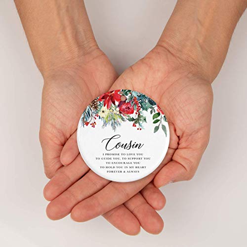 Round Ceramic Porcelain Christmas Tree Ornament Keepsake Gift for Cousins