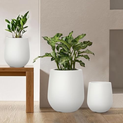 11.8"H Plastic Planters with Drainage Holes and Plug