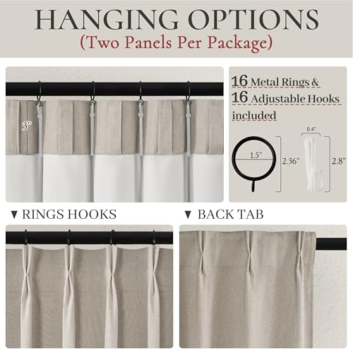 Extra Long Floor to Ceiling Pinch Pleat 108 Inch Curtains for Living Room 2 Panels Set (2 Count)