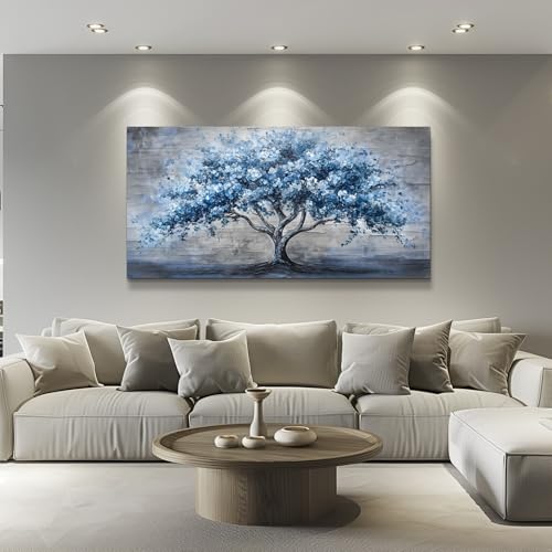 Large Canvas Wall Decor Painting Wall Art For Bedroom Living Room Decoration Abstract Blue Tree Artwork Print Picture Room For office Room Dining Room Home Decor Home Aesthetics 30x60 In